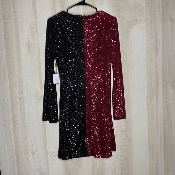 New with tags Laundry by Shelli Segal red black sequin long sleeve dress, sz 6 - Picture 15 of 15